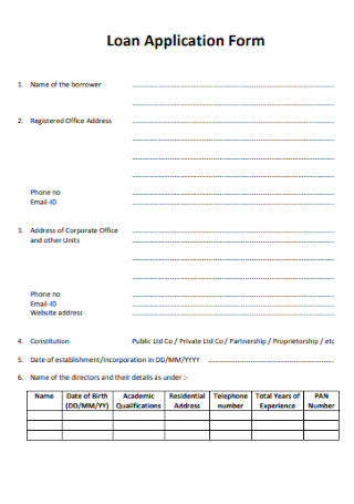 Loan Application Form Format