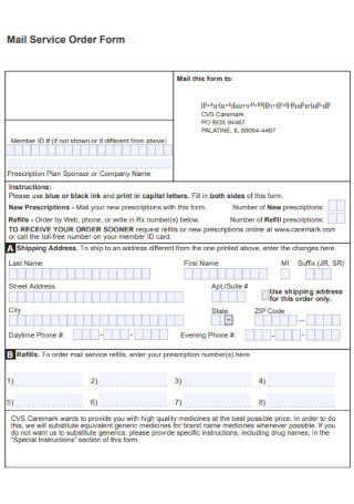 Mail Service Order Form 