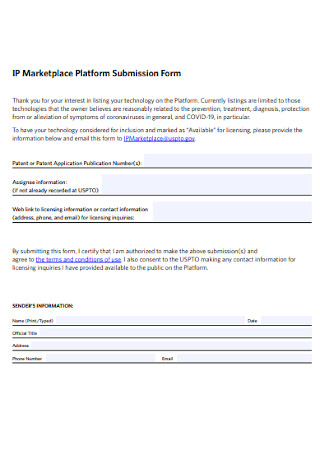 Marketplace Platform Submission Form