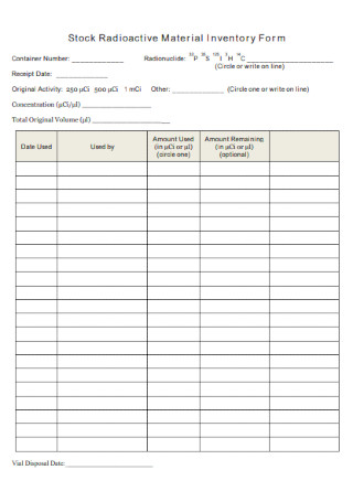 Material Inventory Form