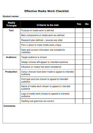 Media Work Checklist 
