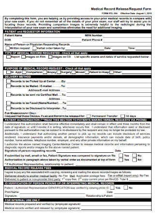 Medical Release Request Form
