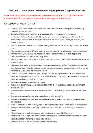 Medication Management Chapter Checklist