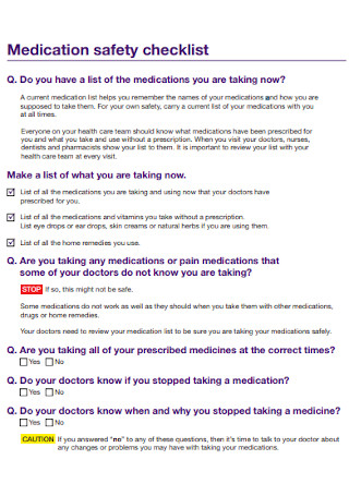 Medication Safety Checklist 