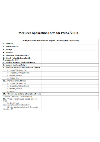 MeeSeva Application Form