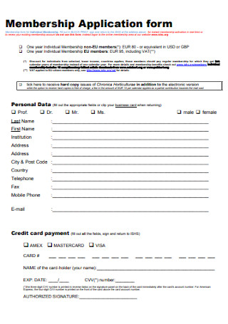 Membership Application Form 