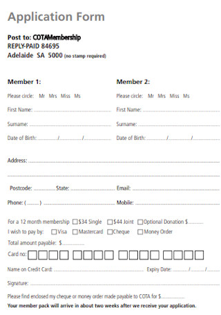 Membership Application Form Example