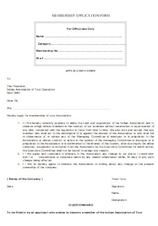Membership Office Application Form