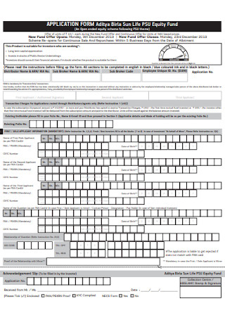Mutual Funds Application Form