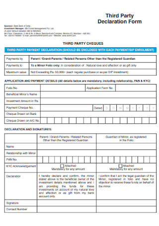 Mutual Funds Third Party Declaration Form