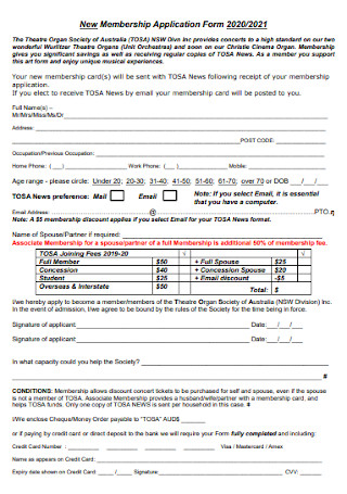 New Membership Application Form