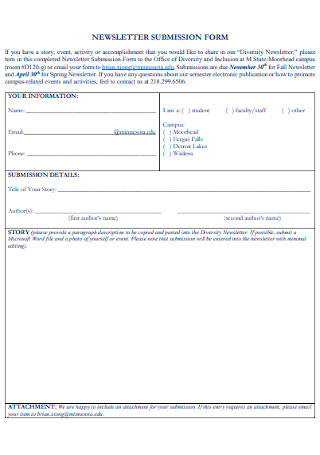 News Leeter Submission Form