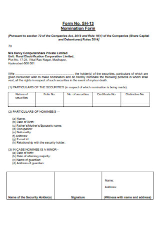 Nomination Form Format