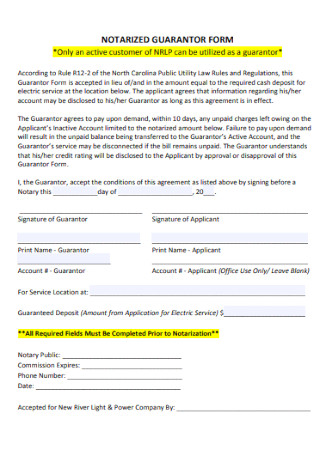 Notarized Guarantor Form
