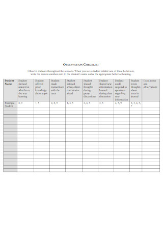 Observation Checklist Format