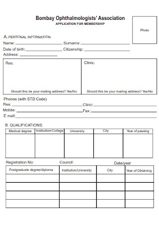 Ophthalmologists Membership Form