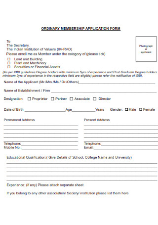 Ordinary Membership Form