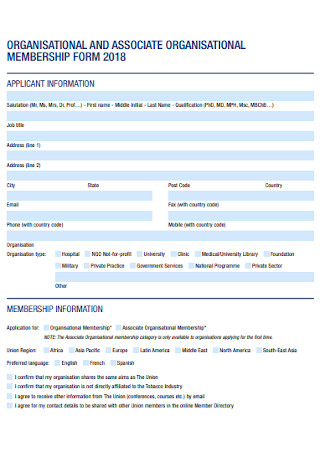 Organizational Membership Form