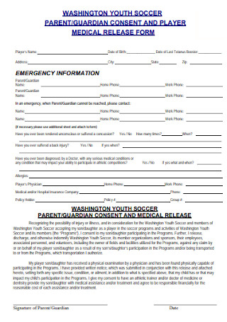 Parent Medical Release Form