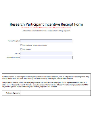 Participant Incentive Receipt Form 