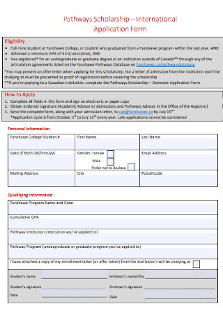 Pathways Scholarship Application Form