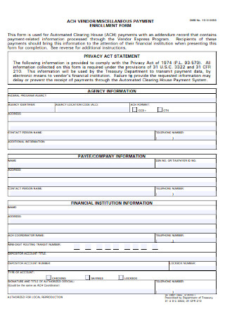 Payment Enrollment Form