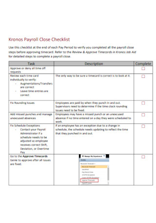 Payroll Close Checklist