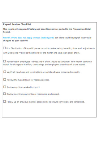 Payroll Review Checklist