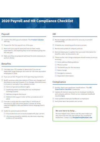 Payroll and HR Compliance Checklist