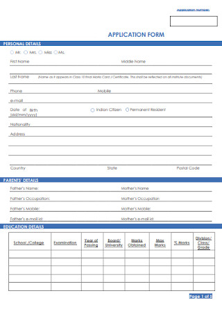 Personal Application Form