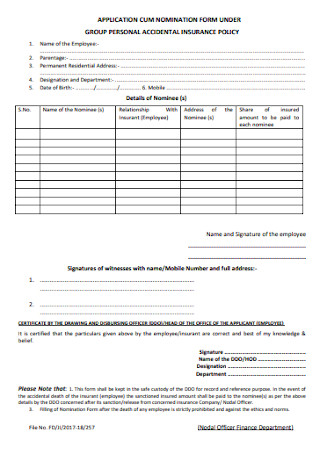 Personal Nomination Form