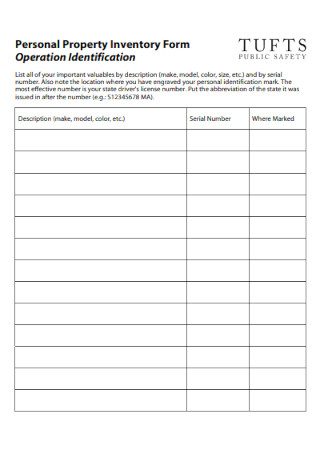 Personal Property Inventory Form 