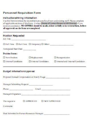 Personnel Requisition Form