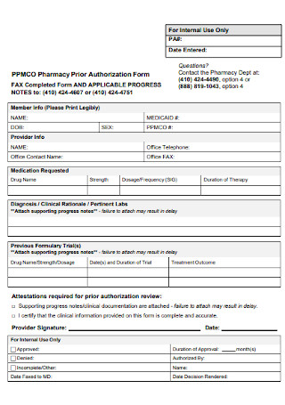 Pharmacy Prior Authorization Form