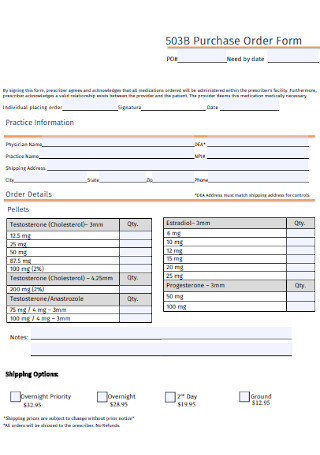 Pharmacy Purchase Order Form