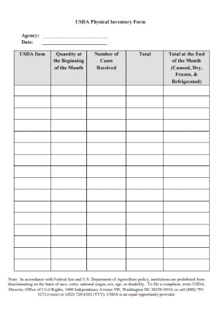 Physical Inventory Form Example