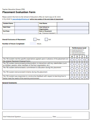 Placement Evaluation Form 