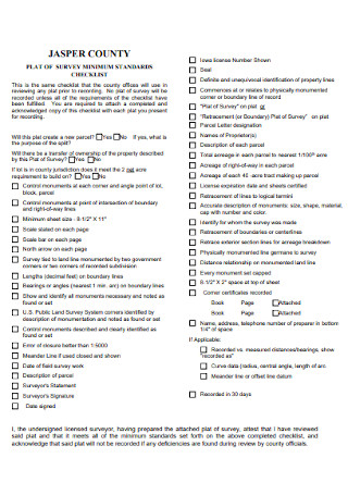 Plot of Survey Checklist