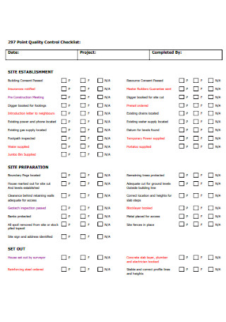 Point Quality Control Checklist