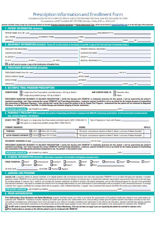Prescription Information and Enrollment Form