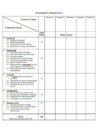 Presentation Evaluation Form 