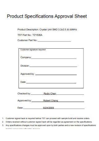 Product Satisfactions Approval Sheet