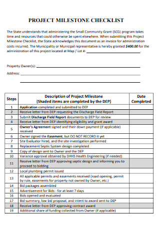 Project Milestone Checklist