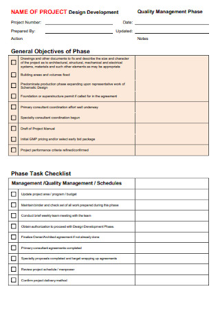 Project Task Checklist