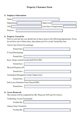 Property Clearance Form 