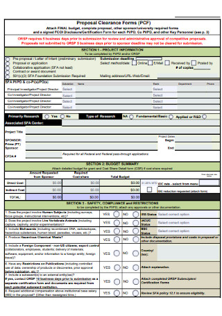 Proposal Clearance Form