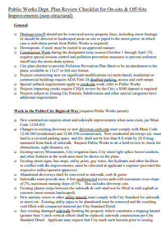 Public Work Checklist
