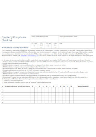 Quarterly Compliance Checklist