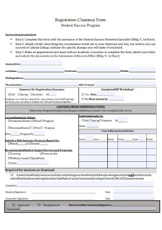 Registration Clearance Form 