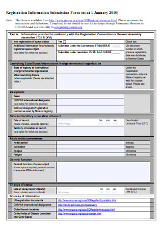 Registration Information Submission Form